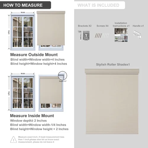 Miniatura 6 de Boolegon Persianas enrollables opacas para ventanas, inalámbricas, persianas enrollables para ventanas, tela aislante térmica, protección UV