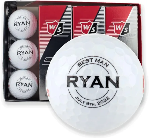 Miniatura 8 de Pelotas de golf personalizadas, 1 docena, Wilson, diseños personalizados para padrinos de boda, padrino, ushers, oficiales Groomsman