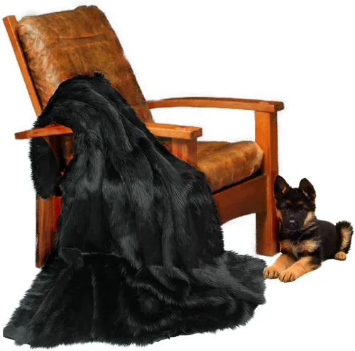 Miniatura 59 de Manta de felpa de piel sintética, manta de piel moderna, manta pequeña para bebé, pelo largo, color negro, peludo - Fur Accents (2 x 3 pies, negro)