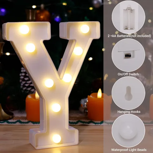 Miniatura 3 de Letrero LED de Marquesina con Letras Iluminadas, Letrero del Alfabeto Iluminado, Luces LED de Letras que Funcionan con Baterías para Luz Nocturna