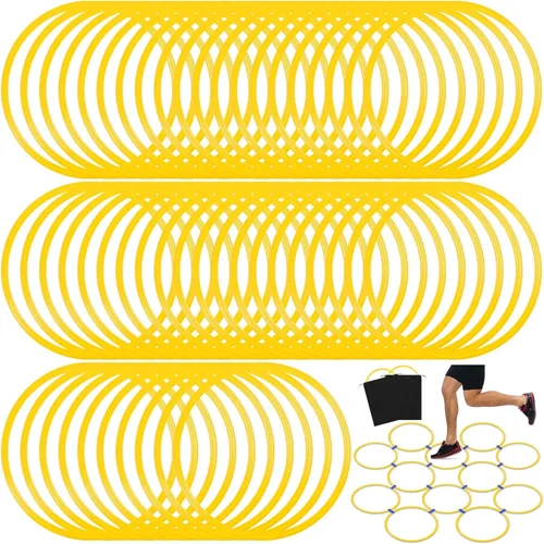 Shappy 50 anillos de agilidad con bolsas de almacenamiento, anillos de entrenamiento de agilidad de 15 pulgadas, anillos de ejercicio de plástico,
