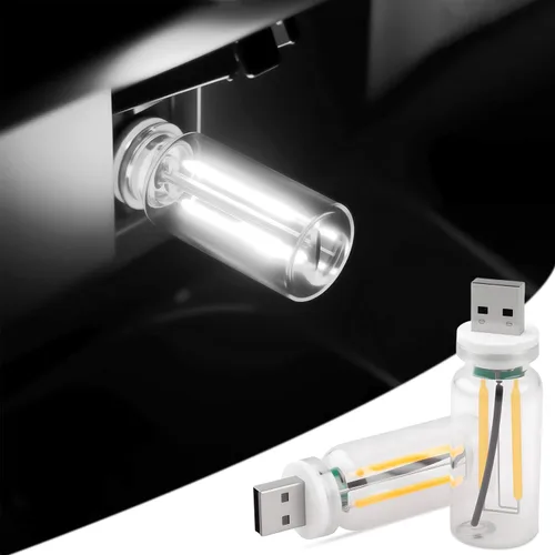 Miniatura 11 de 2 luces USB para coche, lámpara de ambiente retro con atenuación táctil, mini bombilla LED de botella de vidrio portátil, luces nocturnas