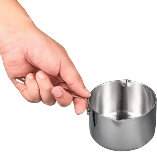 Miniatura 6 de IMEEA Mini calentador de mantequilla de 10 oz/10.1 fl oz, olla pequeña de acero inoxidable 18/10 con boquillas de vertido dobles para leche, café