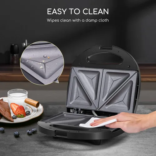 Miniatura 5 de Aigostar 2en1 Sandwichera Panini Prensa Parrilla con Placas Antiadherentes, Prensa Parrilla Eléctrica de Calefacción Doble Cara, Tostador