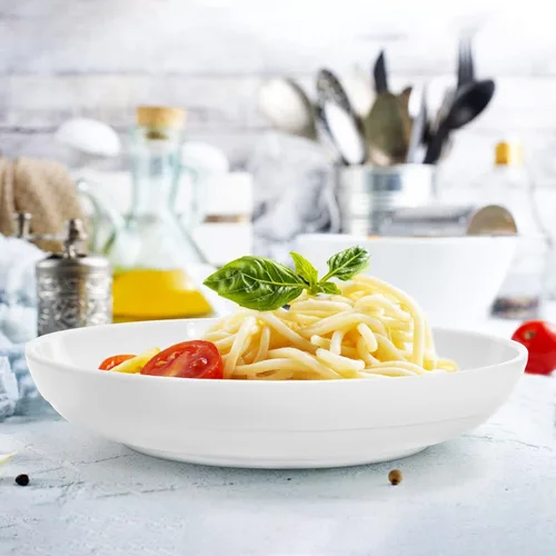 Miniatura 7 de Fasmov Tazones de melamina para pasta, paquete de 6 cuencos grandes de 8 pulgadas y 20 onzas, cuencos de ensalada poco profundos, platos profundos
