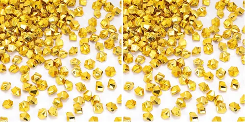 Miniatura 8 de DomeStar 520 pequeñas rocas de hielo de oro falsas, hielo acrílico, pepitas de oro falsas, canicas para rellenos de jarrones, dispersos de mesa