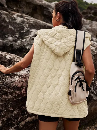 Miniatura 5 de SENSERISE - Chaleco acolchado extragrande para mujer, con cremallera, capucha, chaqueta acolchada sin mangas, abrigo de invierno con bolsillos