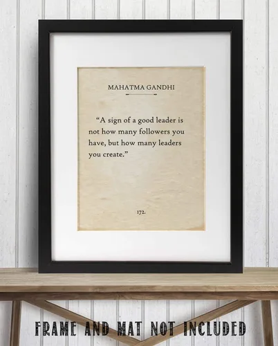 Miniatura 8 de Gandhi - Un signo de un buen líder – Cita de página de libro literario, impresión de página de libro de literatura inspiradora, regalo