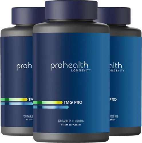 Miniatura 9 de ProHealth Longevidad TMG Supplements (trimetilglicina), betaína anhidra - 1,000 mg, 120 tabletas - Soporte de metilación (120