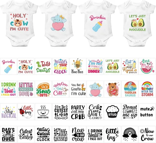 Miniatura 11 de Teling 36 calcomanías para planchar para baby shower, juegos de calcomanías de transferencia para planchar, parches de calcomanías de transferencia