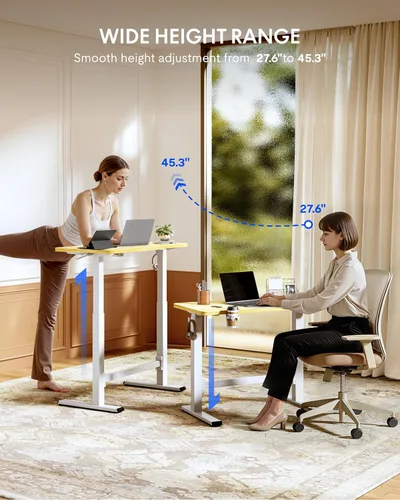 Miniatura 4 de FLEXISPOT H7 Plus - Escritorio de pie ajustable con resorte de gas, estación de trabajo móvil con rueda, escritorio inalámbrico para habitación