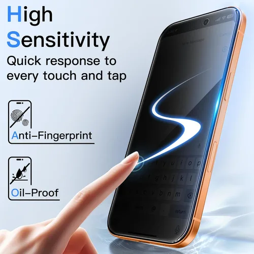 Miniatura 7 de JETech - Protector de pantalla de privacidad para iPhone 17 Pro Max de 6.9 pulgadas con protector de lente de cámara, película de vidrio templado