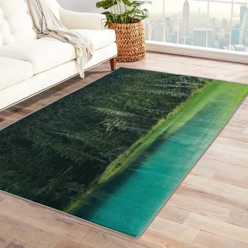 Miniatura 8 de Alfombras de bosque para dormitorio, sala de estar, techo de árbol, alfombra de 4 x 5 pies, lavable, antideslizante, suave, alfombra de pelo bajo