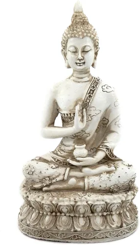 Miniatura 7 de ornerx Estatua de Buda sentado tailandés para decoración del hogar Verdigris 6.7
