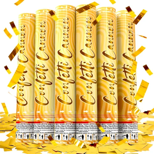 Paquete de 6 cañones de confeti dorado, cartuchos de confeti, lanzadores de poppers de fiesta de 12 pulgadas para cumpleaños, celebración de