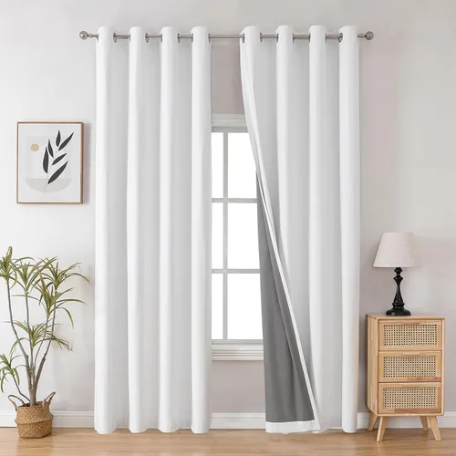 Miniatura 67 de Joydeco - Juego de 2 paneles de cortinas opacas de 63 pulgadas, 2 cortinas largas con aislamiento térmico burg, cortinas de oscurecimiento