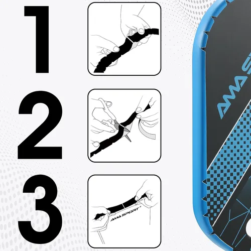 Miniatura 3 de PICKLETECH Cinta de protección de pala de pickleball – Protector de borde de cabeza de paleta – Cinta de protección de borde de raqueta ajuste Azul