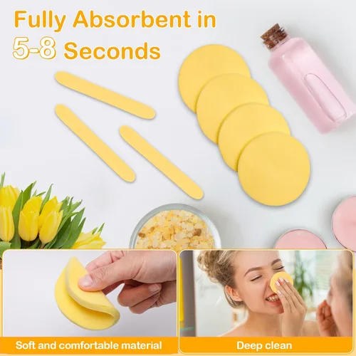 Miniatura 4 de 120 Piezas de Esponjas Faciales Comprimidas, Luxiv Esponja de Limpieza Facial para Esteticistas, Esponja Facial de Maquillaje Comprimida Redonda