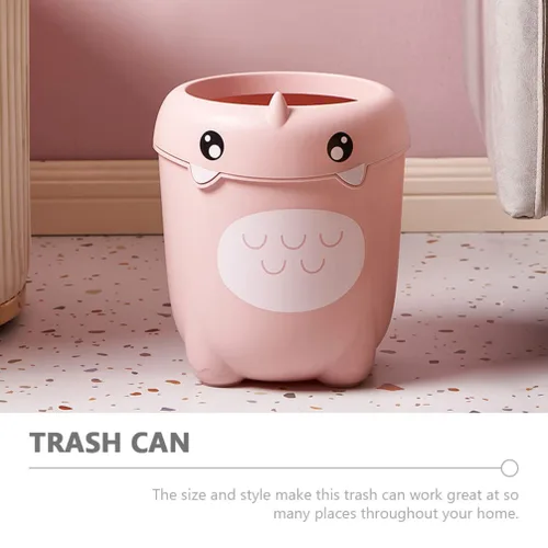 Miniatura 7 de Ciieeo Bote de basura de plástico rosa abierto, 12 pulgadas, forma de animal lindo