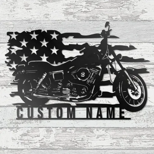 Miniatura 10 de Letrero con nombre personalizado, letrero de metal para motocicleta, decoración de pared con nombre de familia, decoración rústica para el hogar