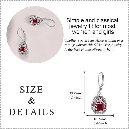 Miniatura 187 de Aretes colgantes con forma de lágrima de filigrana de piedra lunar de plata de ley 925 con cierre de palanca para mujer, regalos de joyería