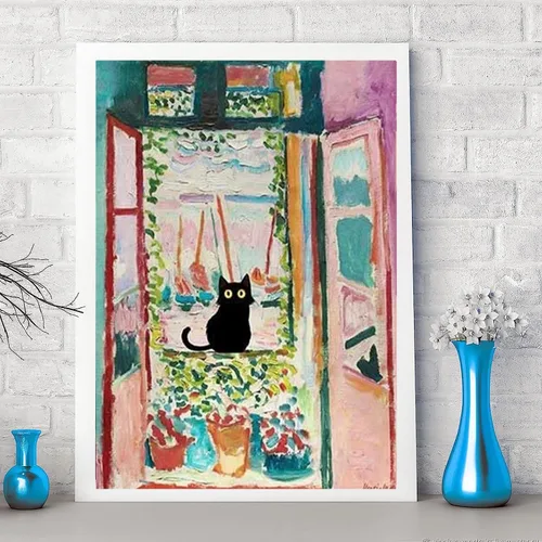 Miniatura 4 de ARPADAMO Kits de pintura por números para adultos principiantes, prensa digital fácil acrílico gato negro 4 piezas de pintura, kit digital de prensa