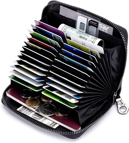 Miniatura 2 de EASTNIGHTS Funda de cuero genuino para tarjetas de crédito, cartera para tarjetas RFID, cartera de pasaporte de viaje