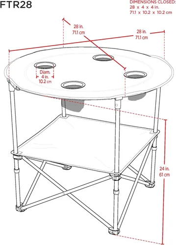 Miniatura 2 de Camp & GO - Mesa redonda de tela ligera y portátil, plegable, de 28 pulgadas, color azul pizarra