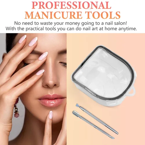 Miniatura 8 de Cuenco para remojar uñas, remojar esmalte de gel para remojar el polvo de inmersión para manos, acetona, cuenco de manicura con pelador de cutículas