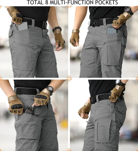 Miniatura 4 de NAVEKULL Pantalones tácticos de senderismo para hombre, pantalones cargo de combate militares antidesgarros, ligeros, pantalones de trabajo