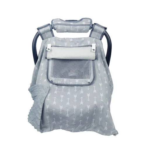 Miniatura 4 de Fundas de asiento de automóvil para bebés, funda de lactancia 2 en 1 y toldo para asiento de automóvil con 3 opciones de apertura neta, funda