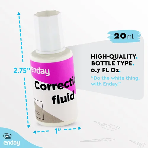 Miniatura 5 de Enday - Líquido corrector líquido de corrección, paquete de 4, líquido blanco, 0.7 onzas líquidas, corrector suave multiusos para la escuela