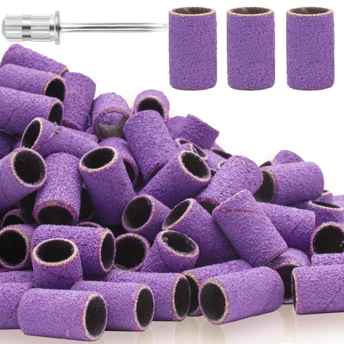 Miniatura 11 de Juego de bandas de lijado para taladro de uñas, 300 bandas de grano grueso y fino (100#180#240#) con brocas de mandril de 3/32 pies para manicura