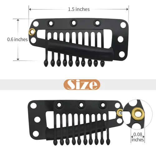 Miniatura 56 de Dreamlover - Clips para extensiones de cabello, clips para peluca con 9 dientes, 30 piezas Beige