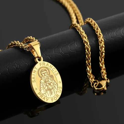 Miniatura 165 de P. BLAKE Collar ovalado de San Cristóbal, Miguel, José, Jude/Virgen María/José/Francisco/Patrick/Anthony/Benedict/Thomas para hombres y mujeres