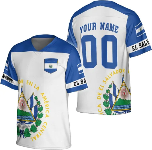 Miniatura 13 de Camiseta de fútbol de El Salvador personalizada de El Salvador Jersey de fútbol de El Salvador para hombres, camisas de El Salvador 3D