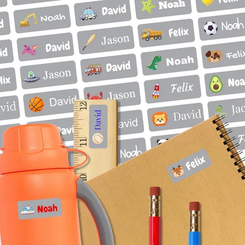 Miniatura 17 de 128 etiquetas adhesivas de nombre personalizadas para guardería, etiquetas de nombre impermeables personalizadas para niños, suministros escolares