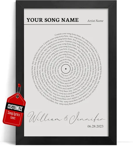 Miniatura 22 de VICILO Póster personalizado con letras de canciones, lienzo para decoración de pared, acordes de canción perfecta, regalo de aniversario de un año