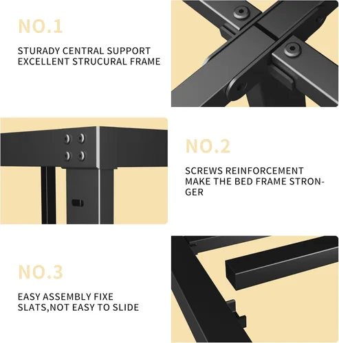 Miniatura 4 de ALDRICH Base de cama metálica de 18 pulgadas para cama individual - Plataforma básica de listones de acero negro, fácil de montar, resistente y sin