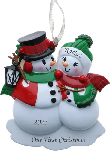 Adorno de Navidad familiar 2025 – Adorno personalizado para familias – Adorno familiar de muñeco de nieve personalizado – Decoración de árbol de