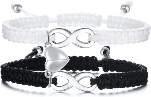 MPRAINBOW Pulsera personalizada a juego para parejas, con nombre personalizado, palabras de promesa, grabadas, pulseras de relación de atracción