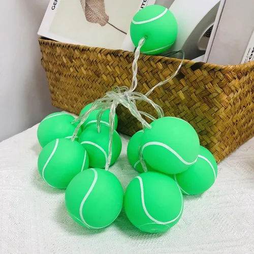 Miniatura 2 de 5.4 ft de largo, 10 pelotas deportivas para interiores, funciona con pilas, luces LED con forma de tenis, luz nocturna para Halloween, Navidad
