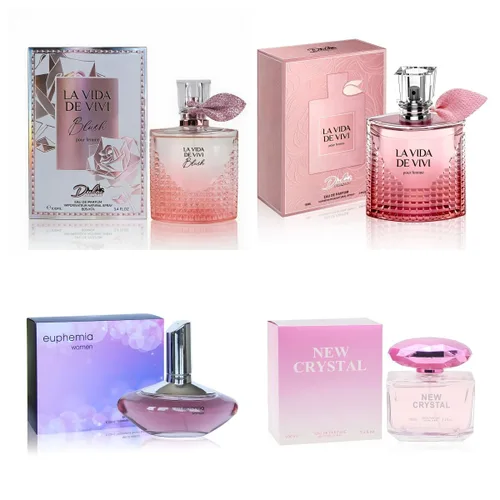 A CENTER Juego de 4 perfumes para mujer – Set de regalo de fragancia floral con vainilla, lavanda Eau De Pafume | 3.4 onzas líquidas cada uno (La