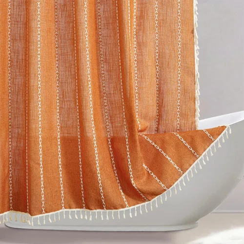 RoomTalks Juego de cortinas de ducha bohemias de color otoñal, sin arrugas, extra larga, de 78 pulgadas de largo, color naranja, otoño, moderno,
