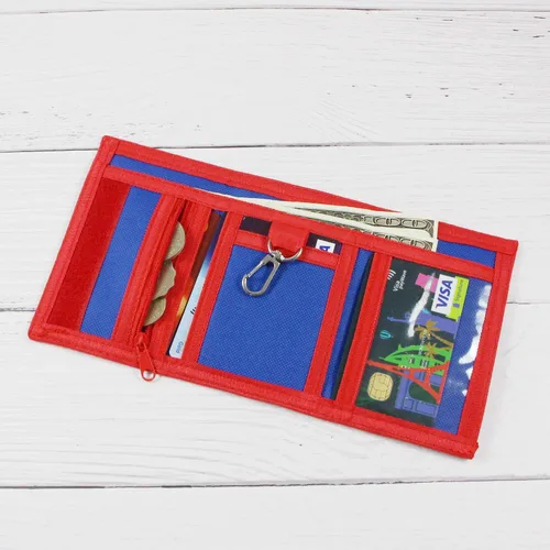 Miniatura 2 de JONYEE Cartera RFID, bonita cartera de dibujos animados con cremallera para niños, Tiburón, Cartera de lona triple para niños