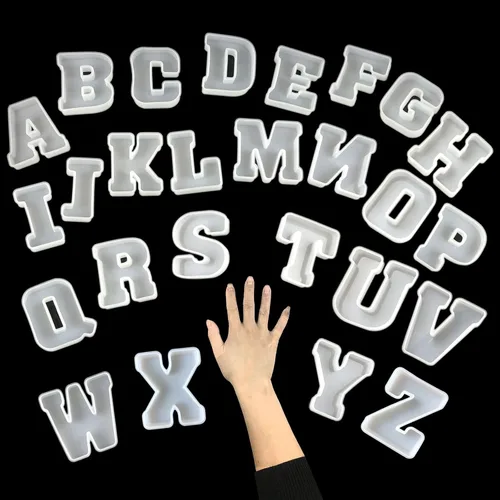 Molde de silicona de 4 pulgadas, paquete de 26 letras inglesas, molde de fundición de resina con letras grandes y mayúsculas del alfabeto