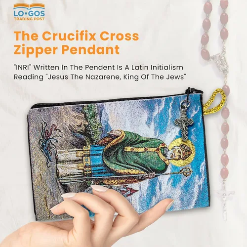 Miniatura 56 de Bolsa de rosario católico, estuche de rosario de bautismo para niños con números 6:24-26, versículo de la Biblia, 4 x 6 pulgadas, joyería y monedero