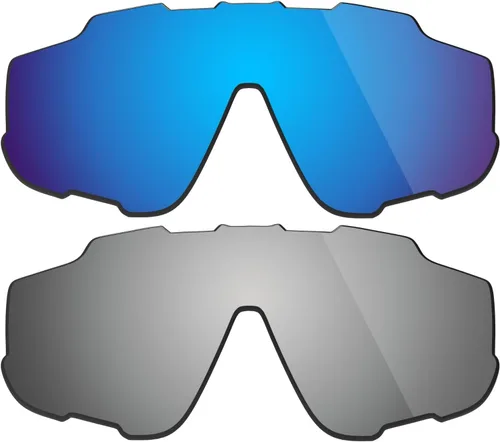 Lentes polarizadas de repuesto para gafas de sol Oakley Jawbreaker (OO9290) con revestimiento antiarañazos, antiagua salada y polvo (azul y plateado)