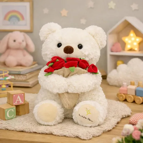 Miniatura 7 de Ramo de peluche de oso de peluche, ramo de peluche de rosas, sombrero de flores romántico, peluche de oso, perfecto como cumpleaños y vacaciones