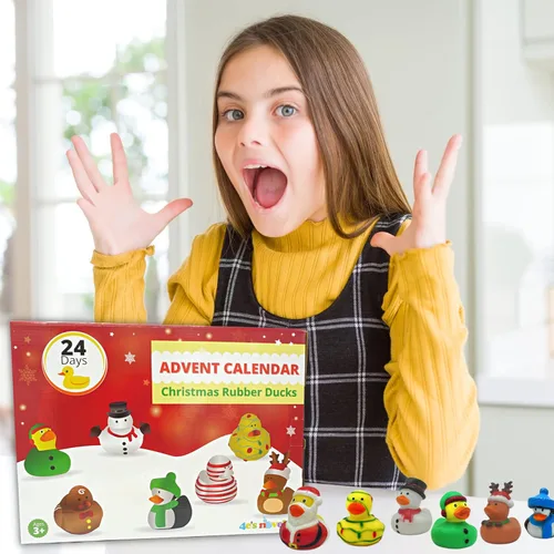 Miniatura 2 de 4E's Novelty Calendario de Adviento de Navidad 2024 para niños con patos de goma de Navidad para niños y niños pequeños, calendario de cuenta